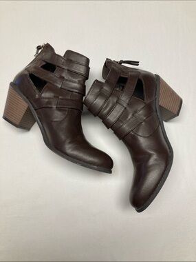 Guess Dark Brown Cutout Ankle Booties (Item No. 62526(1)